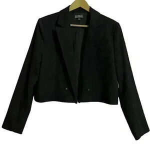 Danielle Bernstein Blazer Women’s Medium Black Cropped Open Front NWT